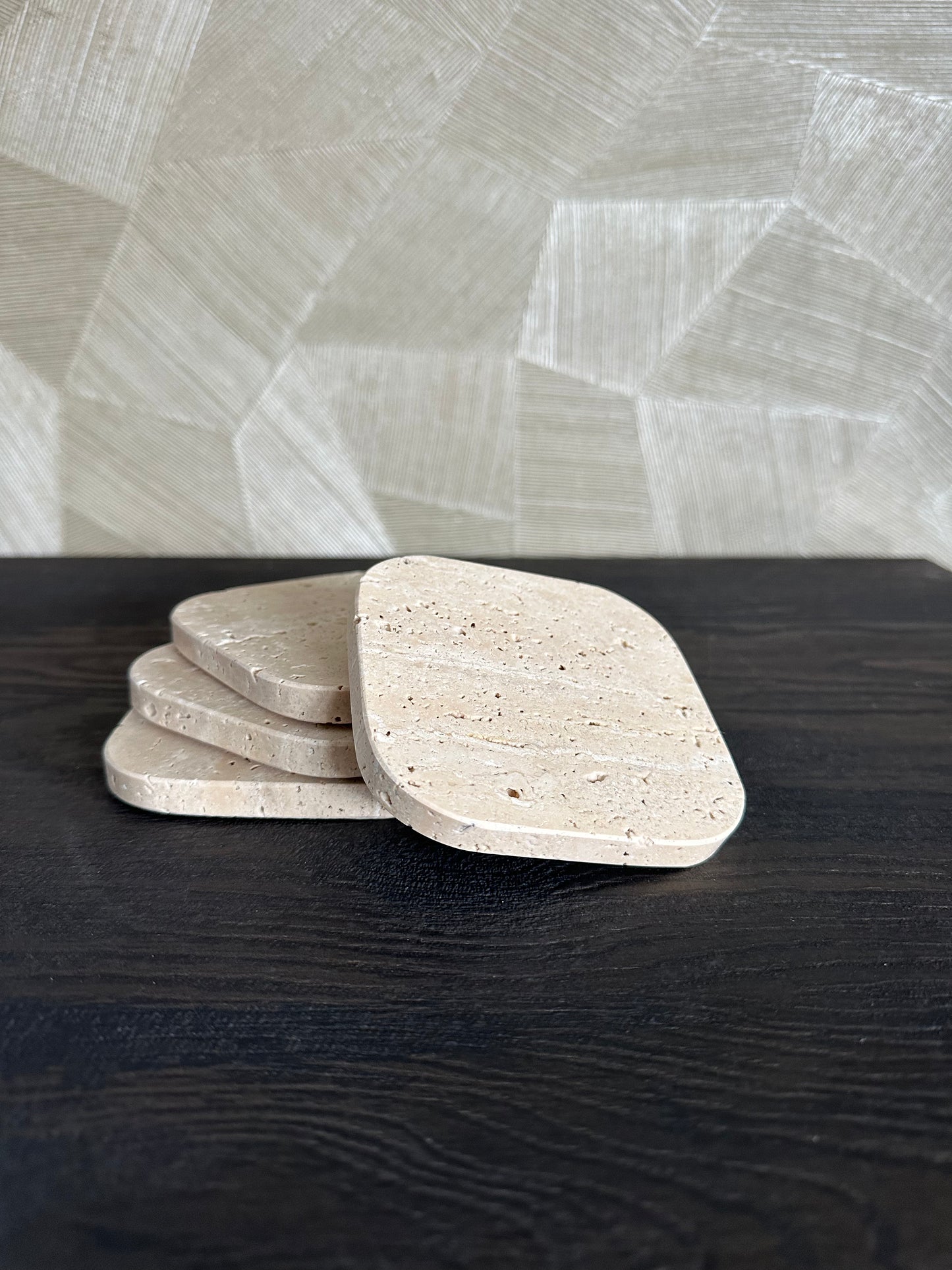 MOOISA Marmer onderzetter beige 4 st