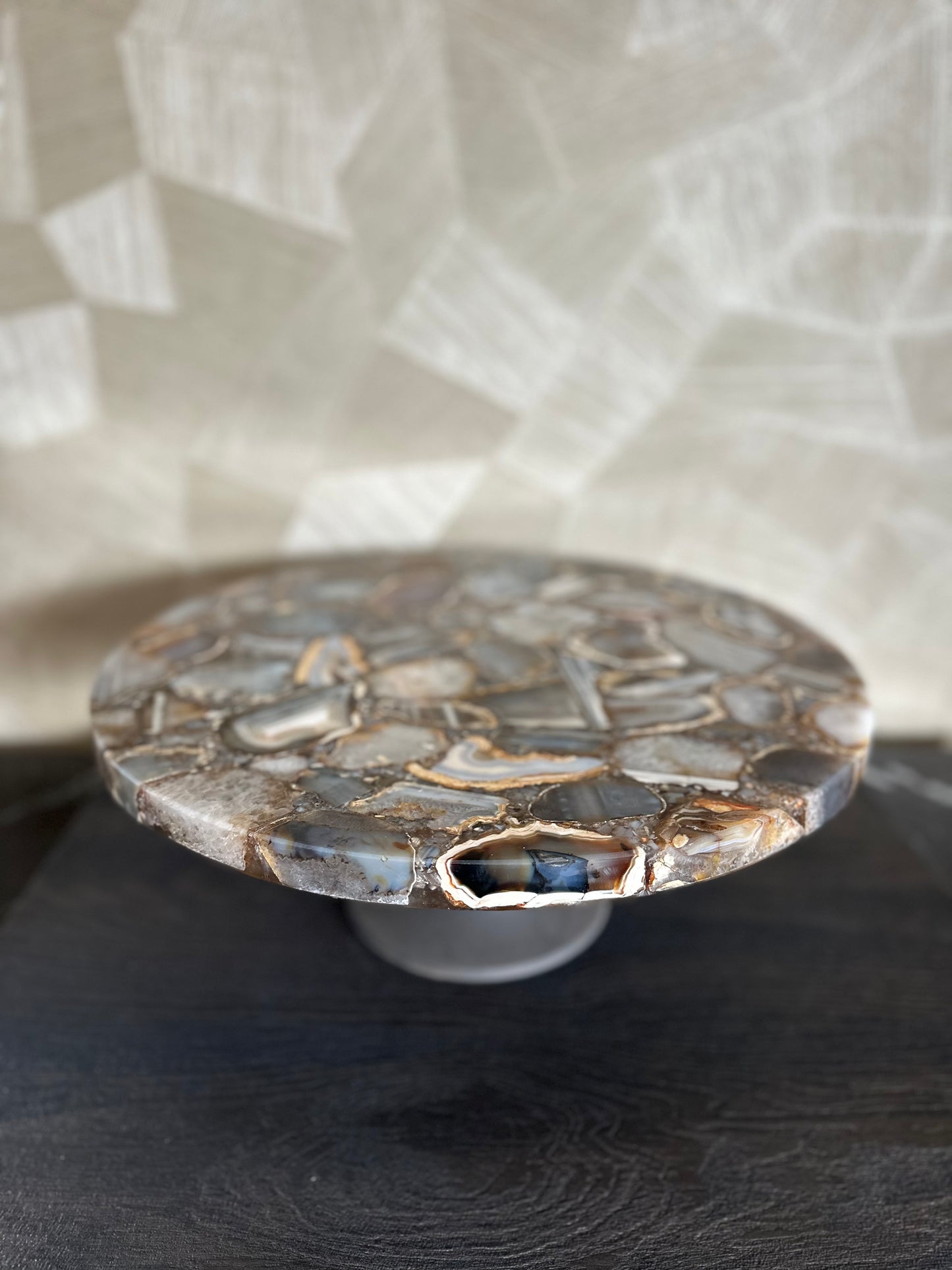 Schaal op voet LAYO - Agaat & Zwart - Ø40x15 cm
