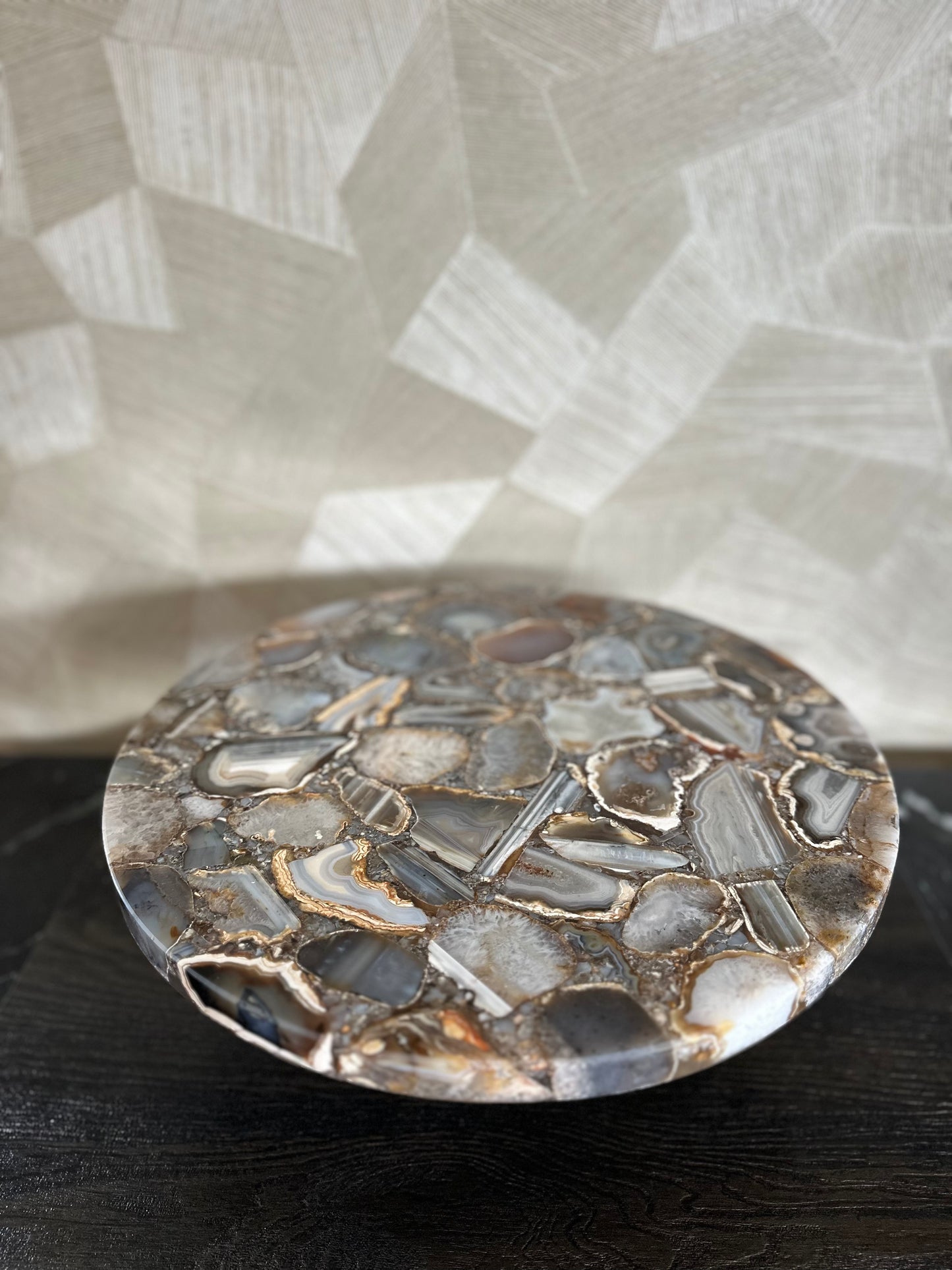 Schaal op voet LAYO - Agaat & Zwart - Ø40x15 cm