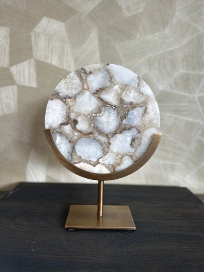 Ornament GOUYA – Wit Agaat en Antiek Brons | 25x11x35 cm