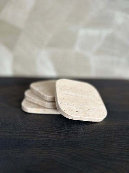 MOOISA Marmer onderzetter beige 4 st